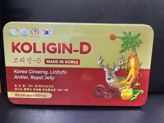Viên Nhân Sâm Koligin-D 60 Viên - Tăng Cường Sinh Lực, Sức Bền, Đề Kháng - Sản Phẩm Bổ Sung Dinh Dưỡng Tự Nhiên Cho Người Lớn và Trẻ Em Trên 12 Tuổi
