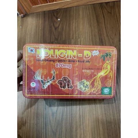 Viên Nhân Sâm Koligin-D 60 Viên - Tăng Cường Sinh Lực, Sức Bền, Đề Kháng - Sản Phẩm Bổ Sung Dinh Dưỡng Tự Nhiên Cho Người Lớn và Trẻ Em Trên 12 Tuổi