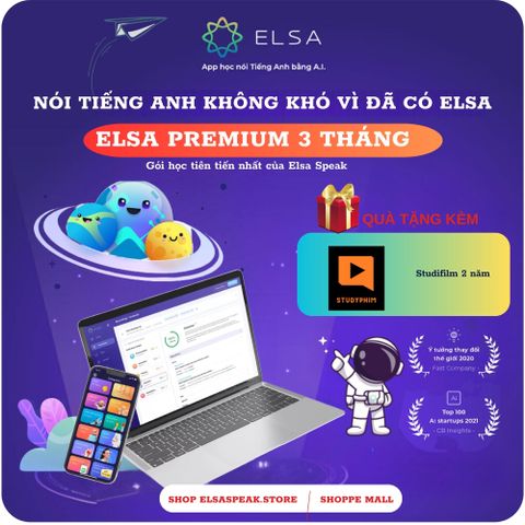 Phần mềm ELSA Premium - Trọn bộ học tiếng Anh với ELSA Pro, AI, Speech Analyzer - Hỗ trợ luyện thi IELTS, TOEIC 3 tháng