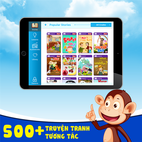 Học Tiếng Anh Monkey Stories Trọn Đời -  Thú Vị Cho Trẻ Từ 3-15 Tuổi Qua Truyện Tranh Tương Tác