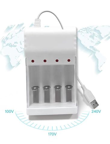 Bộ Sạc Pin AA, AAA NiMH An Toàn Qua Cổng USB - Sạc Tối Đa 4 Pin Đồng Thời, Bền Bỉ, Thân Thiện Với Người Dùng