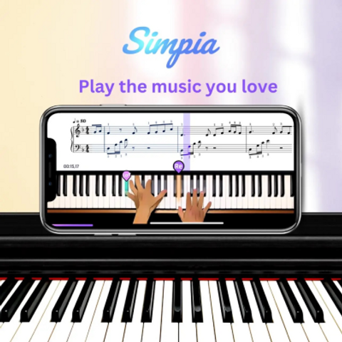 Phần mềm học Piano Simpia 1 Năm - Giao diện Tiếng Việt, Hơn 100 triệu bài hát, Dễ sử dụng trên iOS và Android, Tập luyện âm nhạc yêu thích.