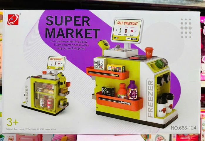 Chơi đồ hàng máy bán hàng tự động siêu thị mini Super market 668-124 gồm 46PCS mô hình siêu thị