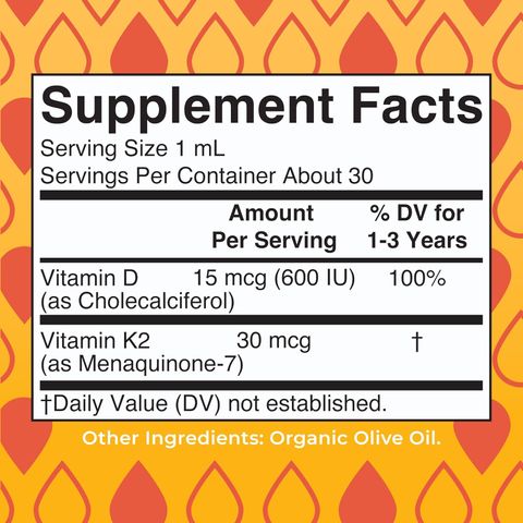 Vitamin D3K2 Hữu Cơ Mary Ruth's dạng Giọt cho bé.