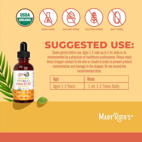 Vitamin D3K2 Hữu Cơ Mary Ruth's dạng Giọt cho bé.