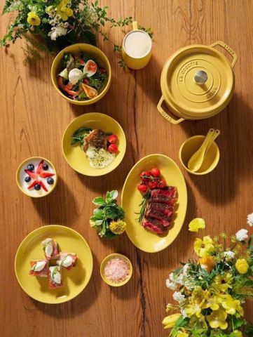 Set tô đĩa bát 10 món Staub màu vàng citron - Gốm cao cấp thủ công, chống trầy xước, an toàn lò vi sóng và máy rửa bát