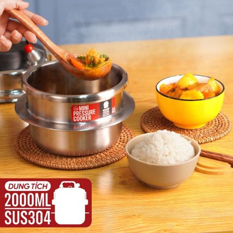 Nồi Áp Suất Mini 2GOOD M1 2000ml - Nấu Nhanh, Tiện Lợi cho Gia Đình 2-4 Người, Tương Thích Mọi Loại Bếp