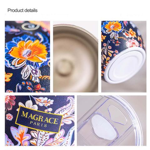Cốc giữ nhiệt Magrace Paris 400ml - Inox 304 Không chứa BPA, Giữ nóng 12h, Lạnh 24h, Hộp cơm tiện dụng cho văn phòng và du lịch.