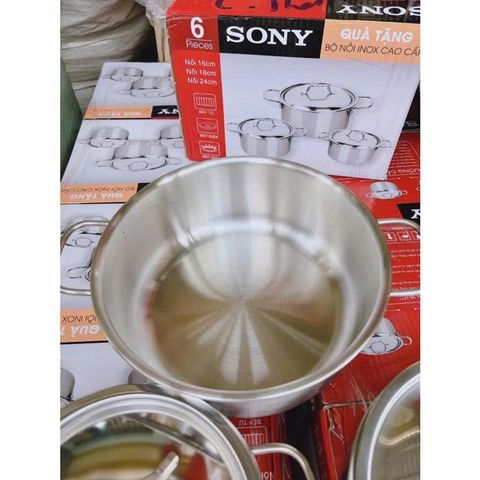 Bộ Nồi Inox Cao Cấp Sony 3 Tầng 16-18-24cm - Dụng Cụ Nấu Ăn Sang Trọng, Độ Bền Cao, Tiết Kiệm Năng Lượng