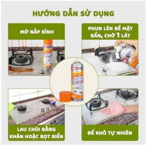 Bình Xịt Tẩy Rửa Bếp Đa Năng 500ml - Chai Xịt Cam Hương Thơm, Công Nghệ Tạo Bọt Vệ Sinh Hiệu Quả, An Toàn Cho Người Sử Dụng
