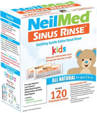 Hộp 120 Gói Muối Rửa Mũi NeilMed Trẻ Em 120ml - Giảm Khô Mũi, Dị Ứng cho Trẻ Từ 4 Tuổi - Hàng Mỹ Chính Hãng