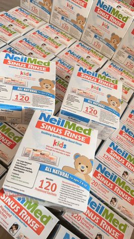 Hộp 120 Gói Muối Rửa Mũi NeilMed Trẻ Em 120ml - Giảm Khô Mũi, Dị Ứng cho Trẻ Từ 4 Tuổi - Hàng Mỹ Chính Hãng
