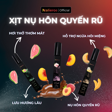 Xịt Thơm Miệng Nalieros - Khử Mùi Hôi, Tự Tin Hơi Thở Tươi Mát, 3 Hương Vị Độc Đáo - Ổi Hồng, Dưa Lưới, Socola Đào