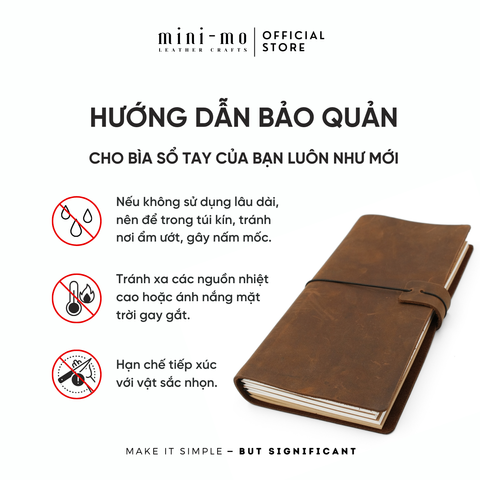 Sổ Tay Ghi Chép MINI-MO Bìa Da Bò Sáp Crazy Horse Classic Size L 22x11cm - Sản Phẩm Sang Trọng Dành Cho Người Sáng Tạo