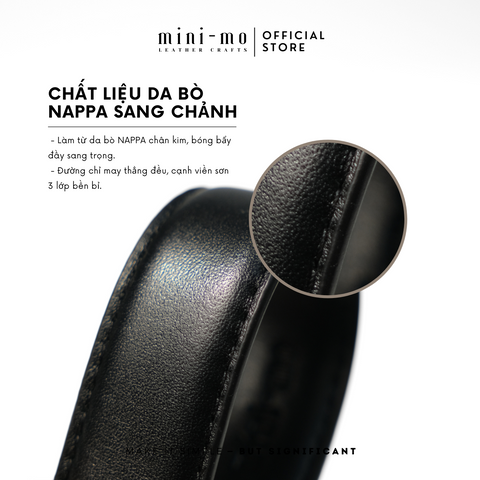 Thắt Lưng Nam Đen MINI MO SAGI – Da Bò NAPPA Cao Cấp, Slim 2.8cm, Phong Cách Thanh Lịch, Quà Tặng Nam Thời Trang