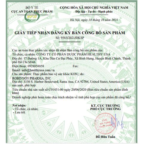 Viên uống Giảm Sỏi Thận KON - Hỗ trợ lợi tiểu, tán sỏi, ngăn ngừa sỏi mới - Nhập khẩu từ Mỹ, hiệu quả toàn diện cho sức khỏe thận