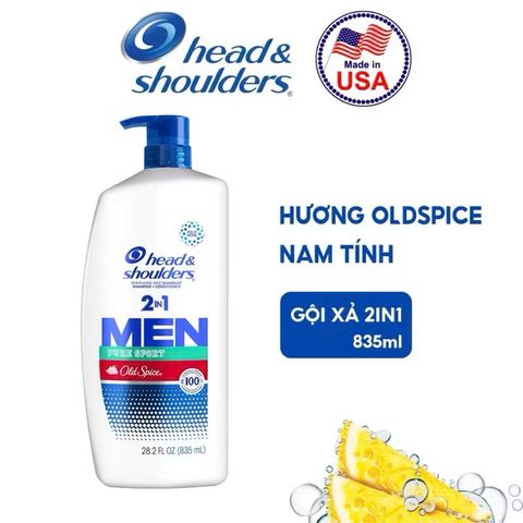 Dầu Gội Xả 2 in 1 Head & Shoulders Men 835ml - Giảm Gàu Hiệu Quả, Dưỡng Tóc Khỏe Mạnh, Sản Phẩm Nam Tính Từ Mỹ