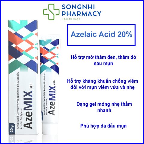 AZEMIX GEL 20g Hỗ Trợ Giảm Mụn, Mờ Thâm Đen, Thâm Đỏ
