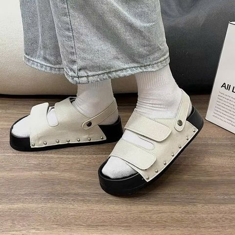 Sandal Quai Dán Nữ Đế 4cm Cao Cấp - Dép Đế Đinh Thời Trang Hot Hit, Phong Cách Đẹp, Chất Liệu Da Mềm Thoải Mái