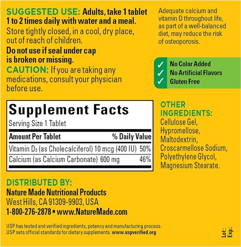 Viên uống Canxi Magnesium Kẽm D3 Nature Made 300 viên - Hỗ trợ xương, khớp, răng, chất lượng Mỹ