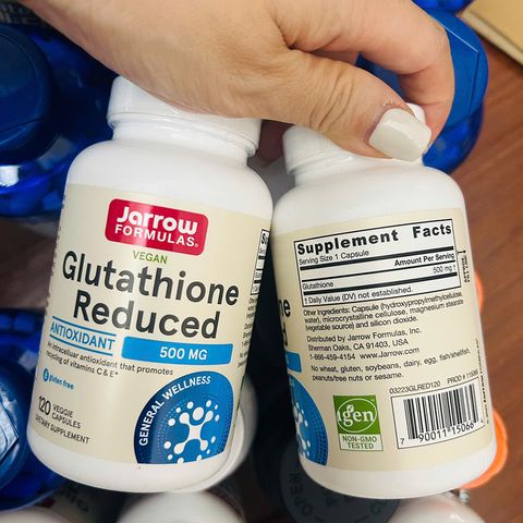 Trắng da thuần chay Jarrow Glutathione Reduced 500mg USA 60 viên