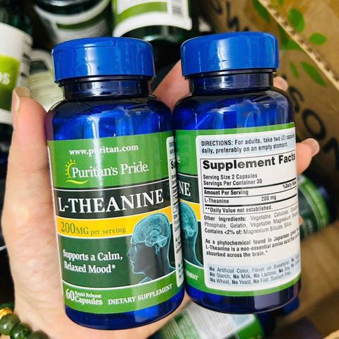 Ngủ ngon, an thần Puritans Pride L-Theanine 200mg USA 60 viên