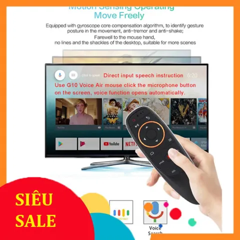 Điều Khiển Remote Chuột Bay G10s PRO - Tìm Kiếm Giọng Nói, Dùng Cho Tivi Smart và Tivi Box Android, Có Đèn Phím