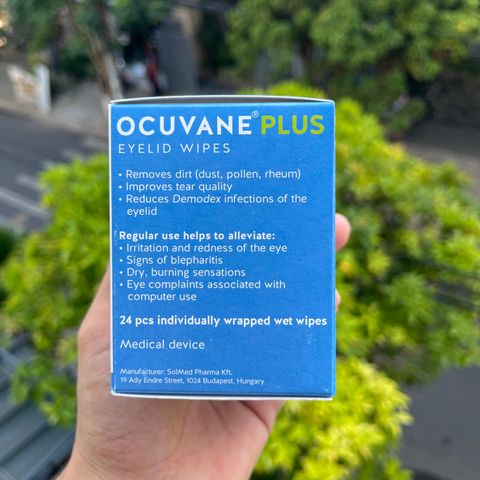Miếng Gạc Vệ Sinh Mắt OCUVANE® PLUS - Giúp Giảm Khó Chịu, Chống Viêm Bờ Mi, Công Thức Dầu Tràm Tự Nhiên, 24 Miếng Hàng Chính Hãng từ Hungary