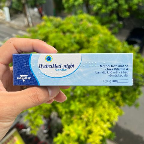Mỡ Tra Mắt Vitamin A HydraMed Night Sensitive 5g - Giúp Dịu Mắt Kích Ứng, Chính Hãng Nhập Khẩu Từ Ý