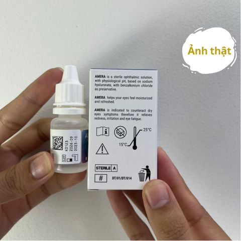 Nước Mắt Nhân Tạo Amera 10ml - HA 0.1% Cho Mắt Khô, Dưỡng Ẩm, Bảo Vệ Ghi Tên Chính Hãng Italia