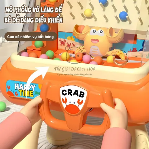 Máy Bắt Bóng Mini Hình Cua - Đồ Chơi Tương Tác Có Nhạc, Đèn và Đồng Hồ Đếm Giờ Cho Bé Từ 3 Tuổi - Phát Triển Kỹ Năng Vận Động