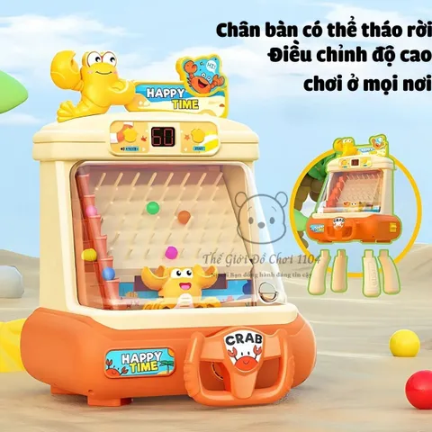 Máy Bắt Bóng Mini Hình Cua - Đồ Chơi Tương Tác Có Nhạc, Đèn và Đồng Hồ Đếm Giờ Cho Bé Từ 3 Tuổi - Phát Triển Kỹ Năng Vận Động
