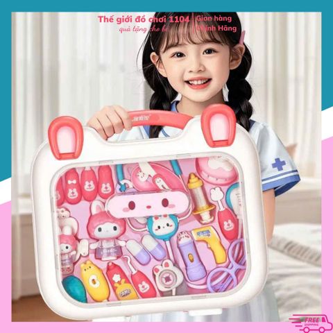 Bộ Đồ Chơi Vali Bác Sĩ Thỏ Con Dễ Thương Kèm Phụ Kiện Y Tế & Đèn Phát Sáng - Đồ Chơi Giáo Dục Cho Bé Gái 3 Tuổi Trở Lên
