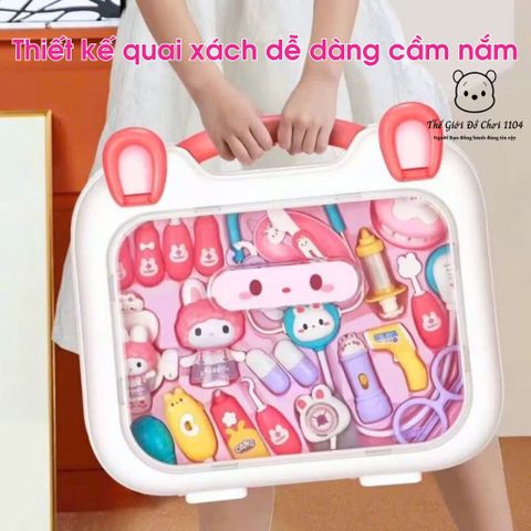 Bộ Đồ Chơi Vali Bác Sĩ Thỏ Con Dễ Thương Kèm Phụ Kiện Y Tế & Đèn Phát Sáng - Đồ Chơi Giáo Dục Cho Bé Gái 3 Tuổi Trở Lên