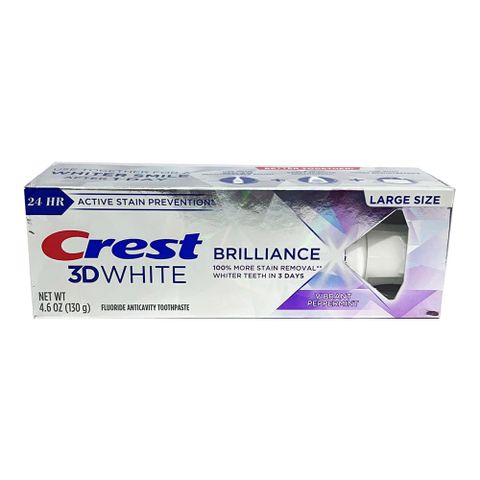 Kem Đánh Răng Crest 3D White Brilliance 130g - Hương Bạc Hà Tươi Mát, Làm Trắng Răng Sáng Bóng, Ngăn Ngừa Sâu Răng