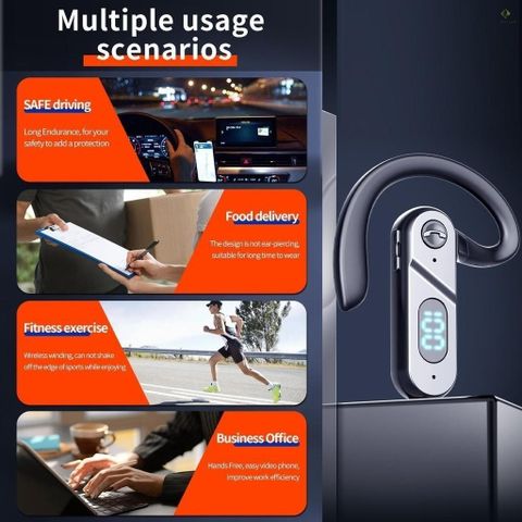 Tai nghe không dây V28 ( 1 chiếc ) Bluetooth 5.2 - Tai nghe đơn với Microphone cho Văn phòng, Lái xe, Shiper - Thời gian pin 20 giờ, nghe âm thanh xung quanh