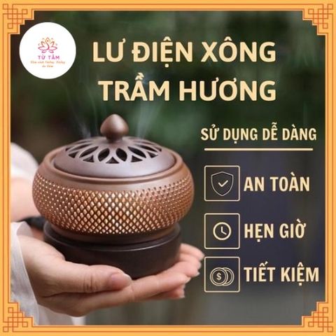 Lư xông trầm điện gốm cao cấp, có hẹn giờ tắt, có đèn phía trong
