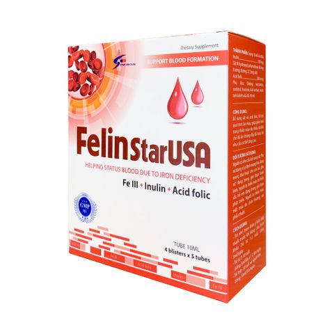 Ống Uống FELIN STARUSA  Bổ Sung Sắt, Giảm Tình Trạng Thiếu Máu Do Thiếu Sắt - Hộp 4 vị x 5 ống