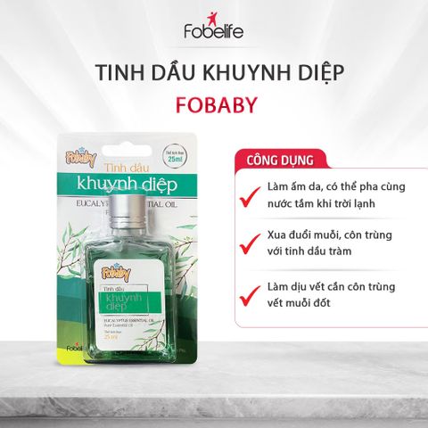 Tinh Dầu Tràm & Khuynh Diệp Fobaby 25ml - Dầu Xông Phòng Massage Giảm Cảm, Giúp Dịu Da, Phòng Muỗi Côn Trùng Từ Thiên Nhiên