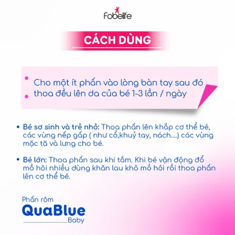 Phấn rôm an toàn dịu nhẹ cho trẻ nhỏ Quablue N2 - chai 60g