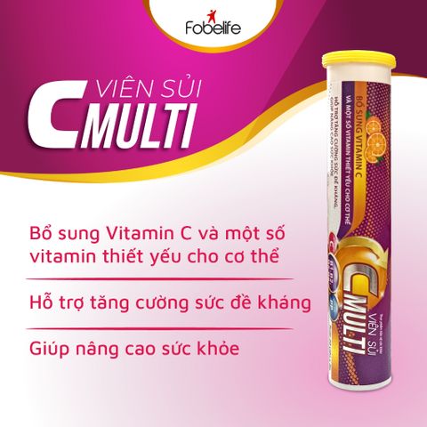 Viên sủi bổ sung vitamin c Multi C Fobe Tăng Cường Đề Kháng N2 - tuýp 20 viên