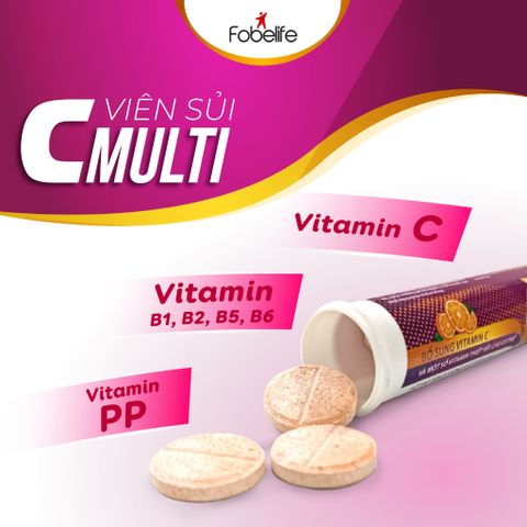 Viên sủi bổ sung vitamin c Multi C Fobe Tăng Cường Đề Kháng N2 - tuýp 20 viên