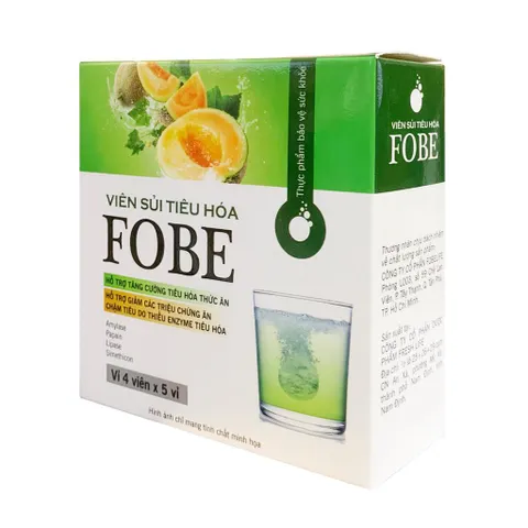 Viên sủi hỗ trợ tiêu hóa FOBE N1 - Giảm đầy hơi, khó tiêu - Thực phẩm chức năng 20 Viên Sủi Hương Dứa/Dưa Lưới/Tăng Lực