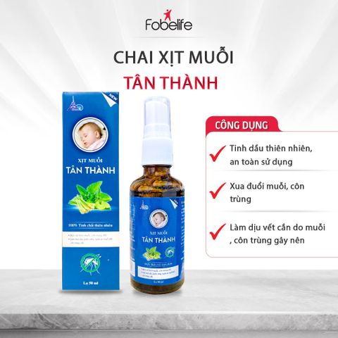 Xịt Muỗi Tinh Dầu FOBE Xua Đuổi Muỗi, Côn Trùng Giúp Bé Ngủ Ngon - Chai 50ml