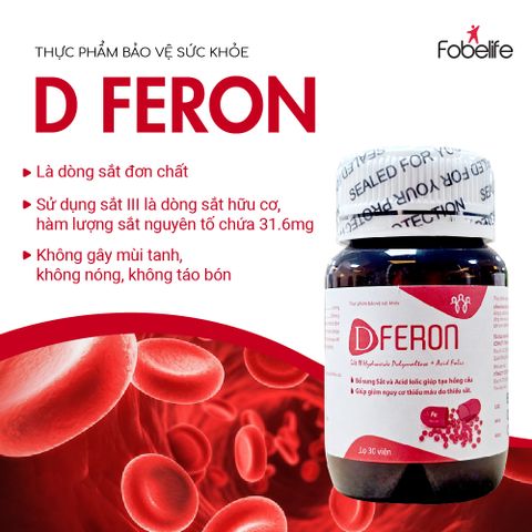 Viên Uống D-FERON Fobe Bổ Sung Sắt Phụ Nữ Sau Sinh, Người Thiếu Thiếu Máu N1