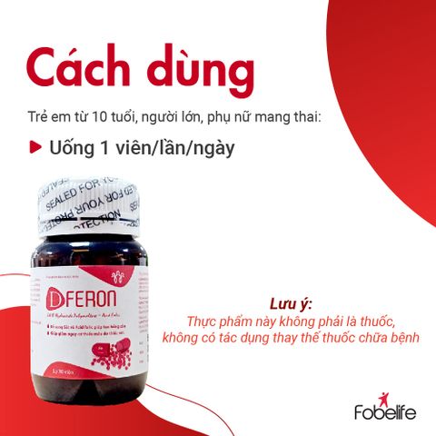 Viên Uống D-FERON Fobe Bổ Sung Sắt Phụ Nữ Sau Sinh, Người Thiếu Thiếu Máu N1