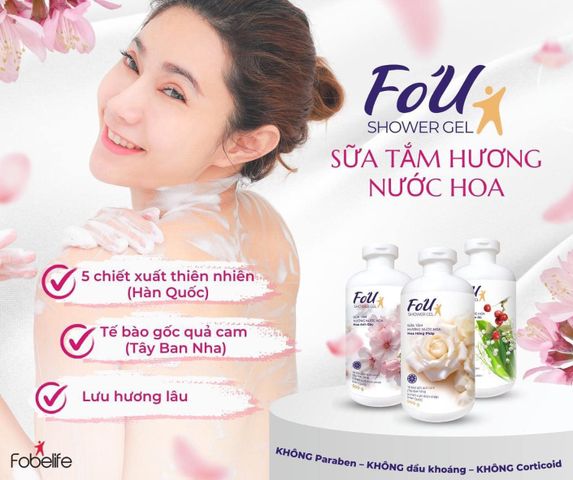 Sữa Tắm Fo'U Fobe Hương Nước Hoa Thơm Quyến Rũ 500ml - Phục Hồi Da Hư Tổn, Dưỡng Ẩm, Làm Sạch và Thư Giãn Cơ Thể