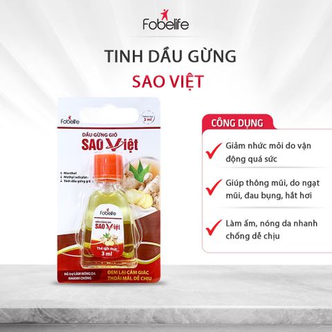 Dầu Gừng và Dầu Đỏ Fobe 3ml - Giảm Đau Cơ, Cảm Lạnh, Thông Mũi, Hỗ Trợ Massage, Dành Cho Người Lớn và Trẻ Em Từ 3 Tuổi