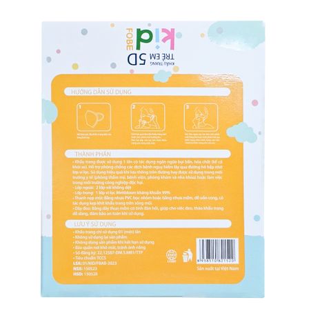 Khẩu Trang Trẻ Em 5D MAKS Cho Bé Integrum Fobe Hàng Xuất Khẩu N2 - Hộp 10 Cái