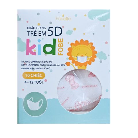 Khẩu Trang Trẻ Em 5D MAKS Cho Bé Integrum Fobe Hàng Xuất Khẩu N2 - Hộp 10 Cái